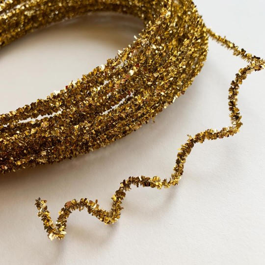 Mini Metallic Wired Tinsel Cord in Gold ~ 1/8" wide ~ 10 meter length